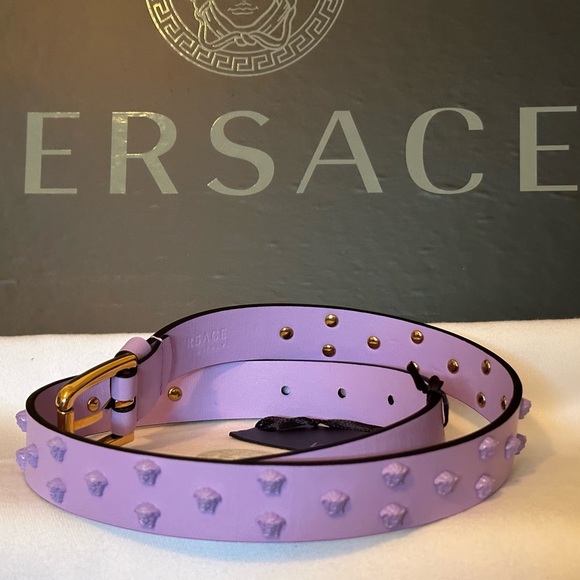 Versace Medusa Studded lilac leather belt NEW (AUTHENTIC) - Picture 7 of 16